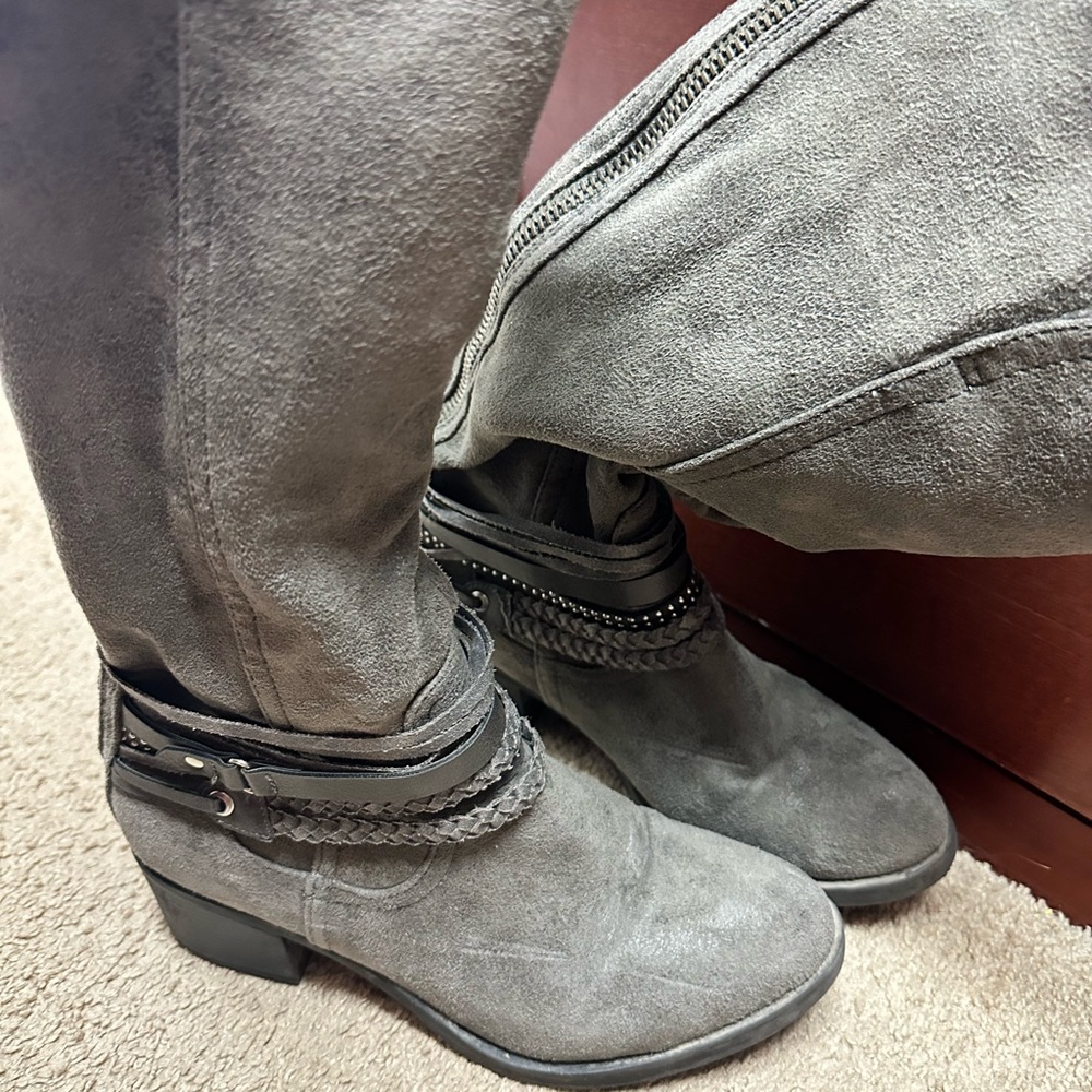 Gray Suade mid boots